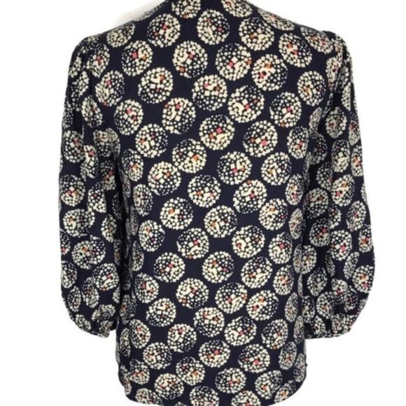 ANTHROPOLOGIE Maeve Blouse Navy Confetti Ball Button Down Top 24361206 Sz 0 - Picture 3 of 8
